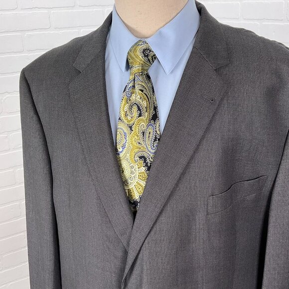 Joseph Abboud Blazer Men 56R‎ Gray Bespoke Birdseye Reda Super 130s Wool Jacket - Picture 2 of 16